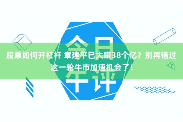 股票如何开杠杆 章建平已大赚38个亿？别再错过这一轮牛市加速机会了！