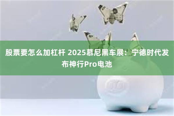 股票要怎么加杠杆 2025慕尼黑车展：宁德时代发布神行Pro电池