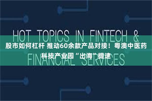股市如何杠杆 推动60余款产品对接！粤澳中医药科技产业园“出海”提速
