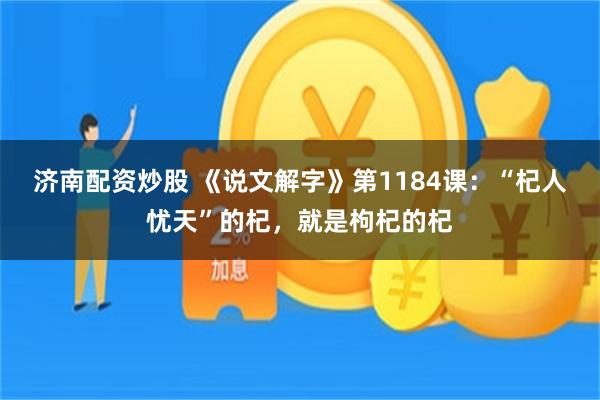 济南配资炒股 《说文解字》第1184课：“杞人忧天”的杞，就是枸杞的杞