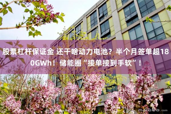 股票杠杆保证金 还干啥动力电池？半个月签单超180GWh！储能圈“接单接到手软”！