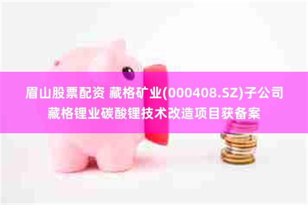 眉山股票配资 藏格矿业(000408.SZ)子公司藏格锂业碳酸锂技术改造项目获备案