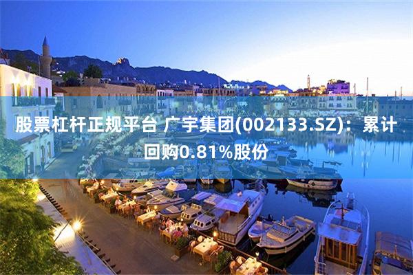 股票杠杆正规平台 广宇集团(002133.SZ)：累计回购0.81%股份