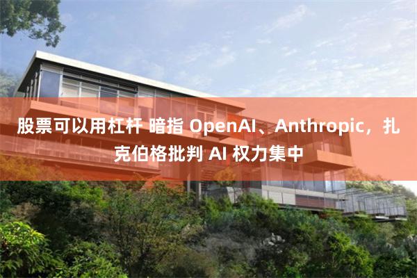 股票可以用杠杆 暗指 OpenAI、Anthropic，扎克伯格批判 AI 权力集中
