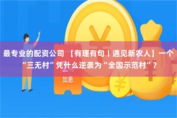 最专业的配资公司 【有理有句丨遇见新农人】一个“三无村”凭什么逆袭为“全国示范村”？
