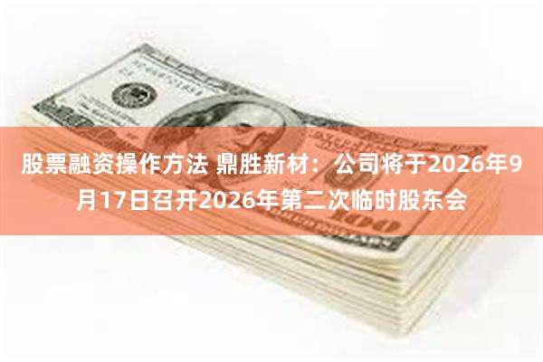 股票融资操作方法 鼎胜新材：公司将于2026年9月17日召开2026年第二次临时股东会