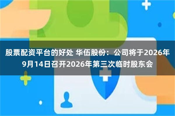 股票配资平台的好处 华伍股份：公司将于2026年9月14日召开2026年第三次临时股东会