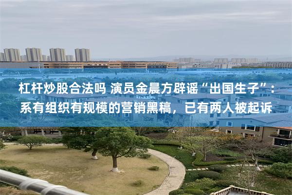 杠杆炒股合法吗 演员金晨方辟谣“出国生子”：系有组织有规模的营销黑稿，已有两人被起诉